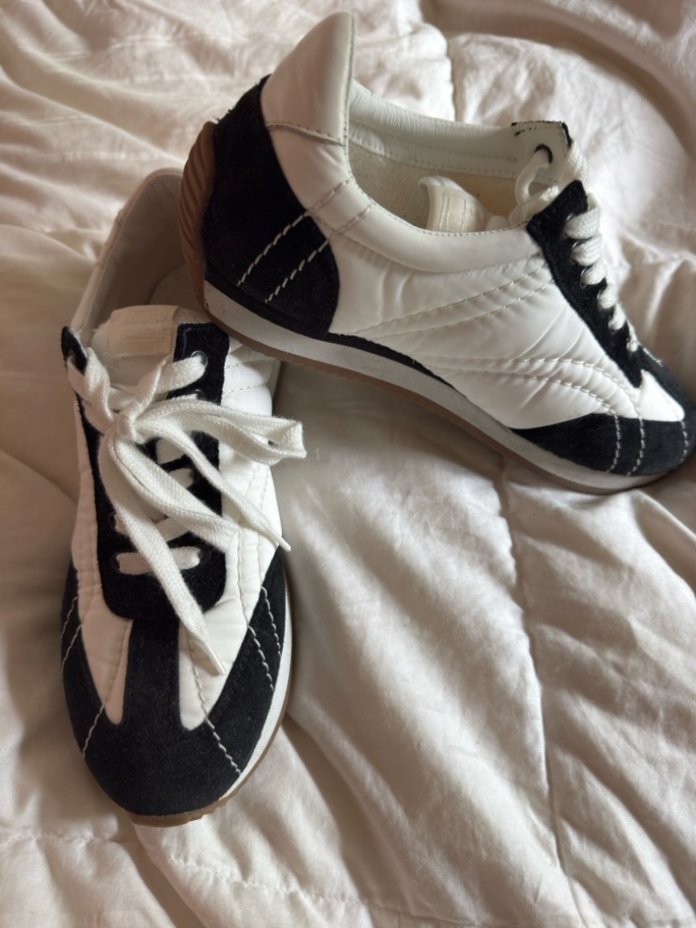 Toteme Black and White Leather & Suede Sneakers
